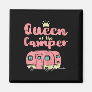 Queen Of The Camper Cute Camping Van Camp Trailer Magnet