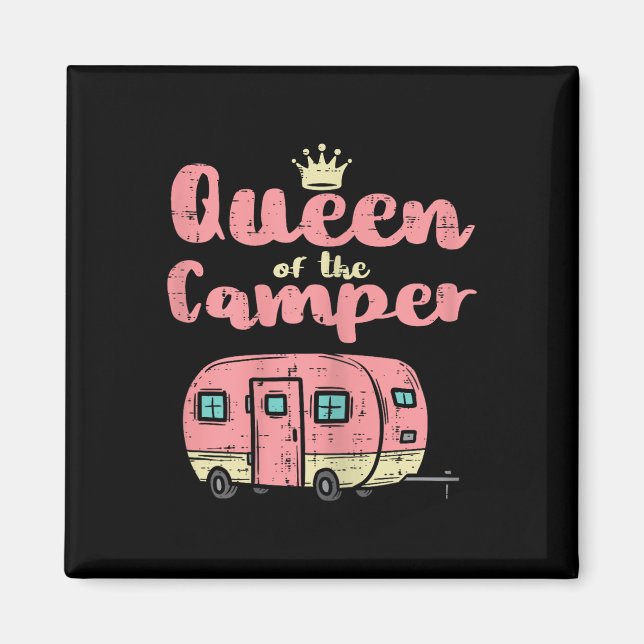 Queen Of The Camper Cute Camping Van Camp Trailer  Magnet (Front)