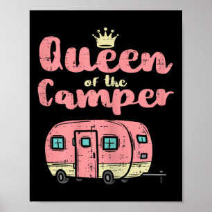 Queen Of The Camper Cute Camping Van Camp Trailer  Poster
