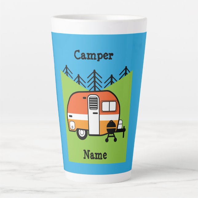 Queen of the Camper - Funny Camping RV Caravan Doo Latte Mug (Front)