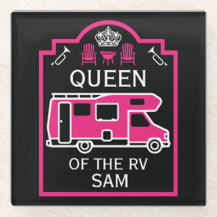 Queen Of The Camper RV Glass Coaster