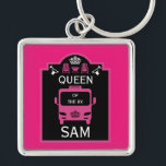 Queen Of The Camper RV Key Ring<br><div class="desc">Queen Of The Camper RV. ©Copyright HGIFY | HGI Stores Only. All Rights Reserved. Retro vintage camper caravan camper-van camping trailer Funny gifts See full caravan and motorhome collection on Happy Gift Ideas For You. Quality Graphic Art. ADD NAME OR ANY TEXT Gift for RV Camping women with the quote...</div>