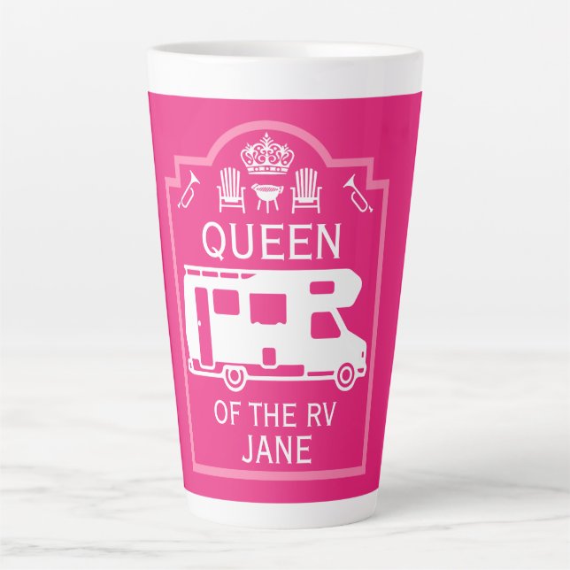 Queen Of The Camper RV Latte Mug (Front)