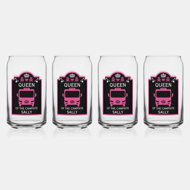 Queen Of The Campsite Can Glass (Front)