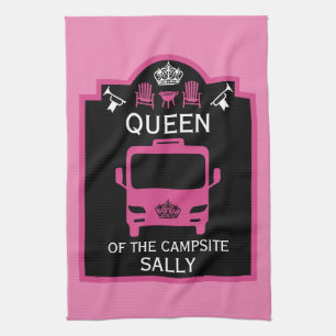 Queen Of The Campsite Tea Towel