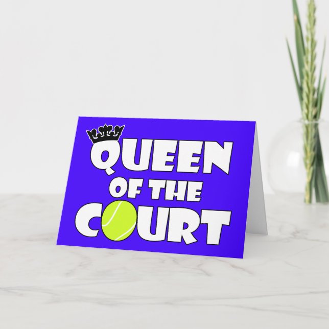 Queen of the Court Cute Girls Tennis Greeting Card (Front)