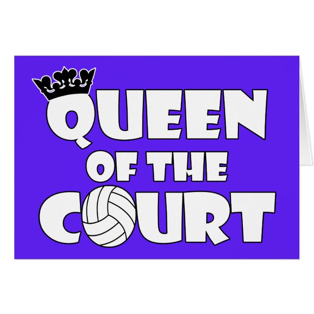 Queen of the Court Girls' Volleyball Greeting Card (Front Horizontal)