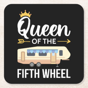 Queen Of The Fifth Wheel I Square Paper Coaster