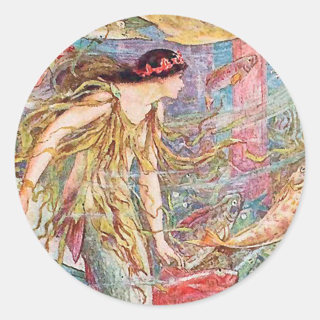 Queen of the Fishes - Orange Fairy Book Classic Round Sticker (Front)