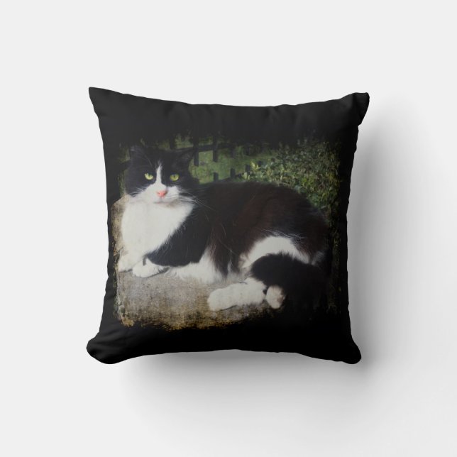 Queen of the Garden Cat Throw Pillow (Front)