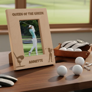 Queen Of The Green Female Golfer Etched Frames