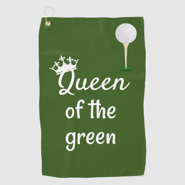 Queen Of the Green Golf Golfing for Her Golf Towel (Front)