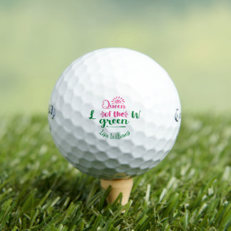 Queen of the Green Monogram Named Funny Girly Golf Balls