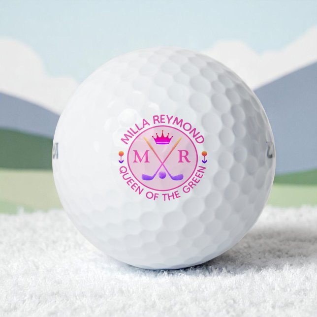 Queen of the Green . Pink Monogrammed Golf Balls (Creator Uploaded)