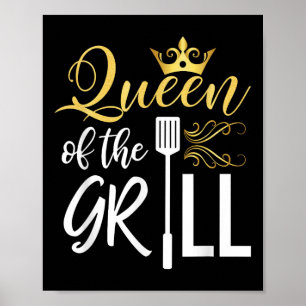 Queen Of The Grill Funny Bbq Chef Women Gift Smoke Poster