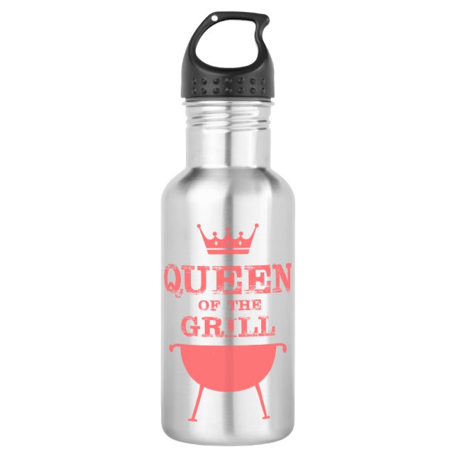 Queen Of The Grill, Pink 532 Ml Water Bottle (Front)