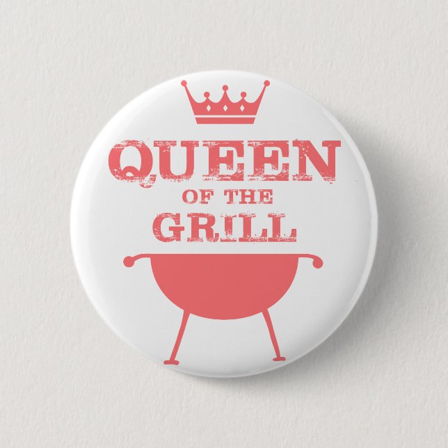 Queen Of The Grill, Pink 6 Cm Round Badge (Front)