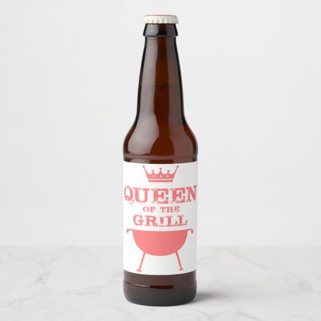 Queen Of The Grill, Pink Beer Bottle Label (Front)