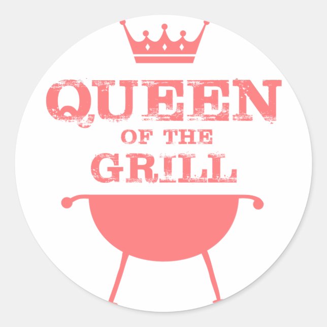 Queen Of The Grill, Pink Classic Round Sticker (Front)
