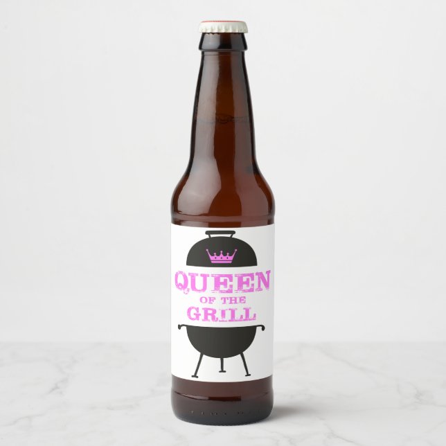Queen Of The Grill, Pink Crown Pink Beer Bottle Label (Front)