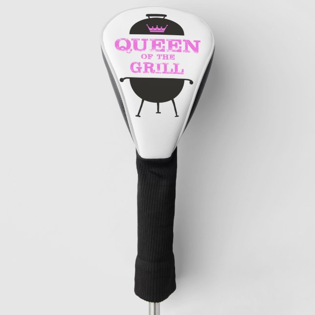 Queen Of The Grill, Pink Crown Pink Golf Head Cover (Front)