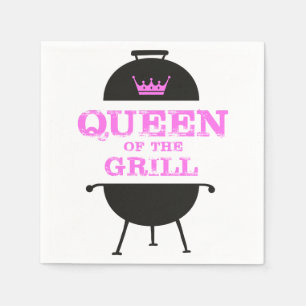 Queen Of The Grill, Pink Crown Pink Napkin