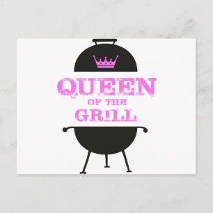 Queen Of The Grill, Pink Crown Pink Postcard