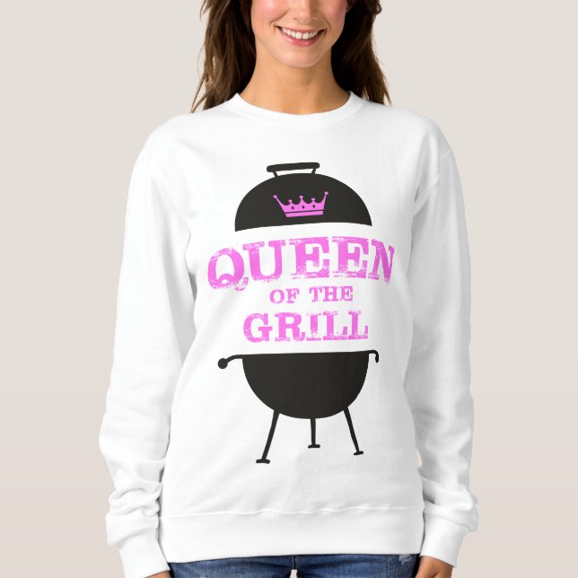 Queen Of The Grill, Pink Crown Pink Sweatshirt (Front)