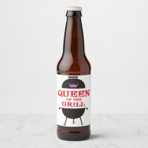 Queen Of The Grill, Pink Crown Red Beer Bottle Label