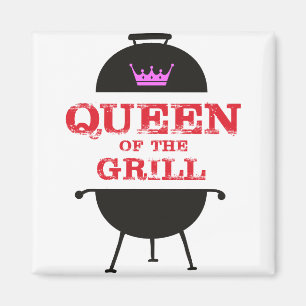 Queen Of The Grill, Pink Crown Red Magnet