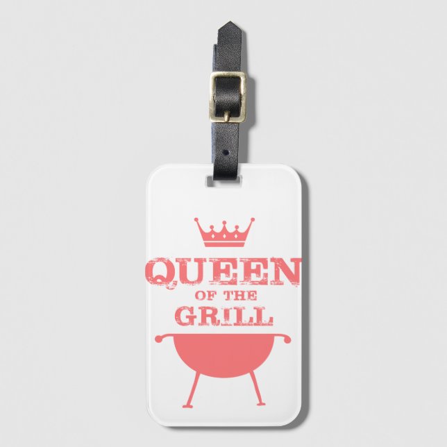 Queen Of The Grill, Pink Luggage Tag (Front Vertical)