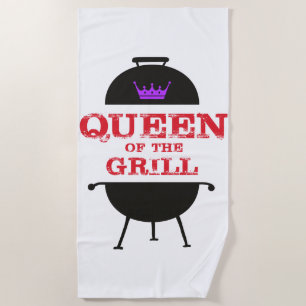Queen Of The Grill, Purple Crown Red Beach Towel