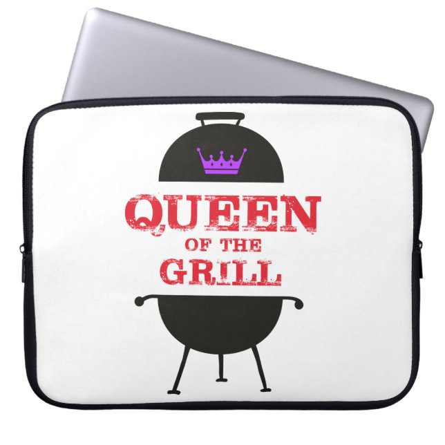 Queen Of The Grill, Purple Crown Red Laptop Sleeve (Front)
