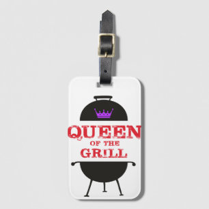 Queen Of The Grill, Purple Crown Red Luggage Tag