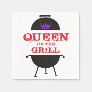Queen Of The Grill, Purple Crown Red Napkin