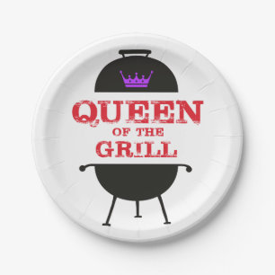 Queen Of The Grill, Purple Crown Red Paper Plate