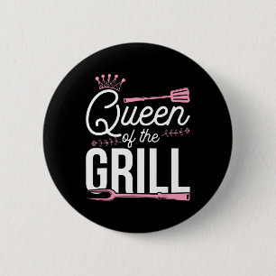 Queen Of The Grill Smoked Meat Bbq Byrbecue  6 Cm Round Badge