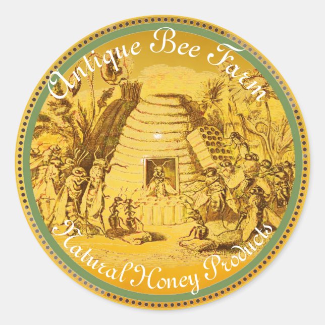 QUEEN OF THE HONEY BEES IN SKEP / BEEKEEPER Circle Classic Round Sticker (Front)