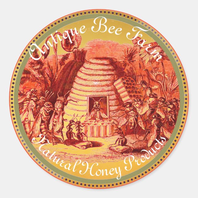 QUEEN OF THE HONEY BEES IN SKEP / BEEKEEPER Circle Classic Round Sticker (Front)