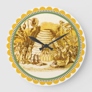 QUEEN OF THE HONEY BEES IN SKEP / BEEKEEPER LARGE CLOCK