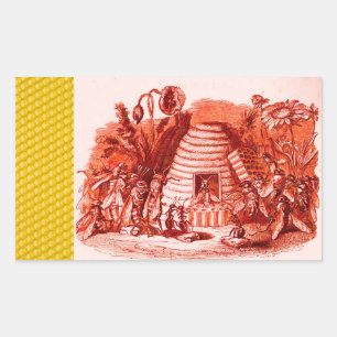 QUEEN OF THE HONEY BEES IN SKEP / BEEKEEPER RECTANGULAR STICKER