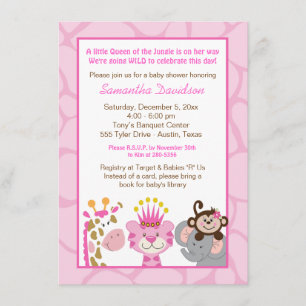 Queen of the Jungle & Friends Baby Shower Invite