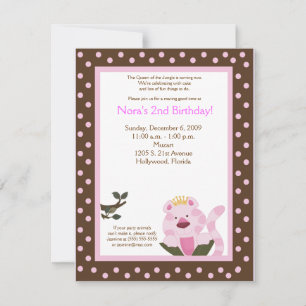 Queen of the Jungle Pink Tiger Birthday Invitation