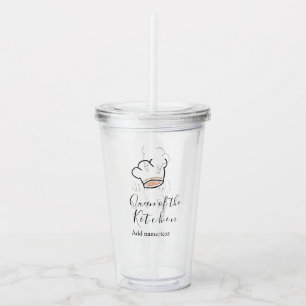 Queen of the kitchen chef cooking add name crown acrylic tumbler