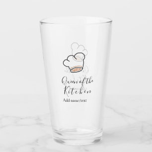 Queen of the kitchen chef cooking add name crown glass