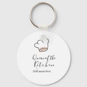 Queen of the kitchen chef cooking add name crown  key ring