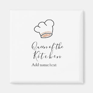 Queen of the kitchen chef cooking add name crown magnet