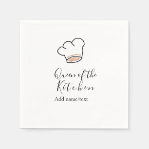 Queen of the kitchen chef cooking add name crown  napkin
