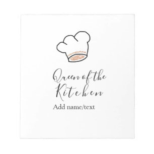 Queen of the kitchen chef cooking add name crown  notepad