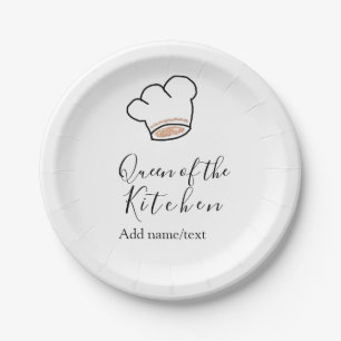Queen of the kitchen chef cooking add name crown  paper plate